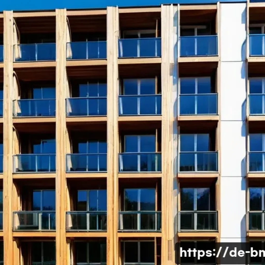 건축자재 마케팅과 건축 트렌드 연계 - A sleek, multi-story timber-frame residential building in a contemporary German urban setting, showc...