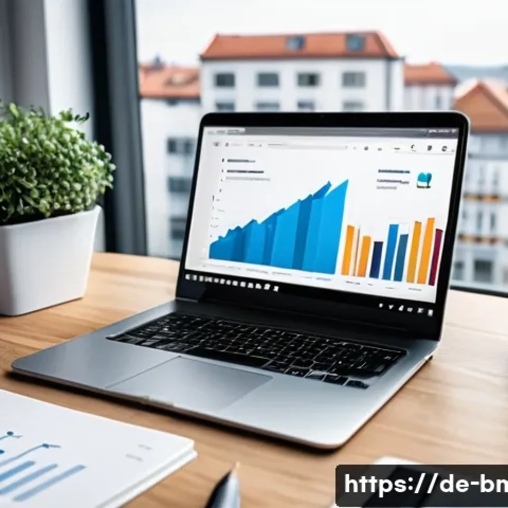 건축자재 마케팅 온라인 강의 추천 - A professional digital marketing workspace focused on the construction materials industry in Germany...