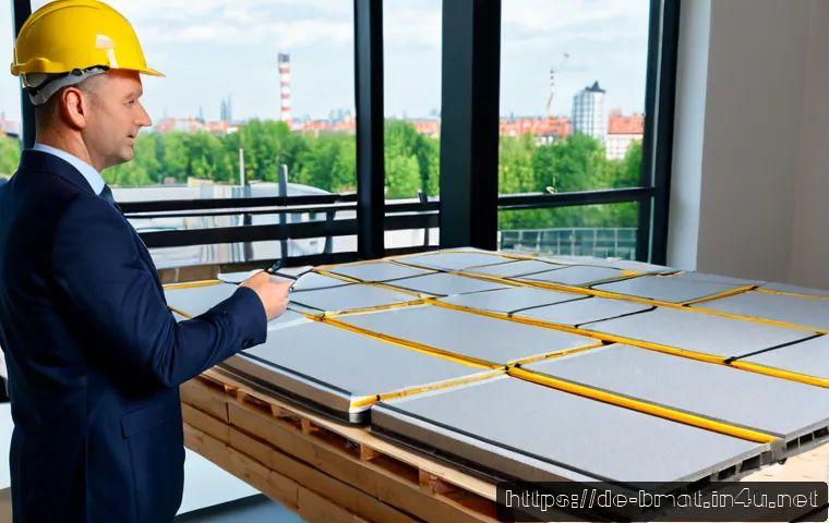 건축자재 마케팅에서의 리스크 관리 - Photorealistic construction materials marketing risk management scene in Germany, a middle-aged proj...